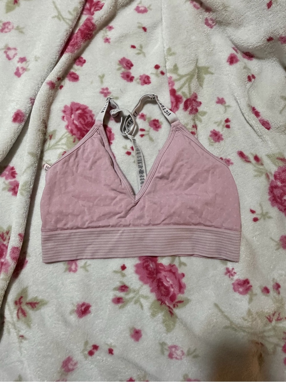 Soft Light Pink Wireless Bralette with Elastic Racerback PINK VICTORIA SECRET